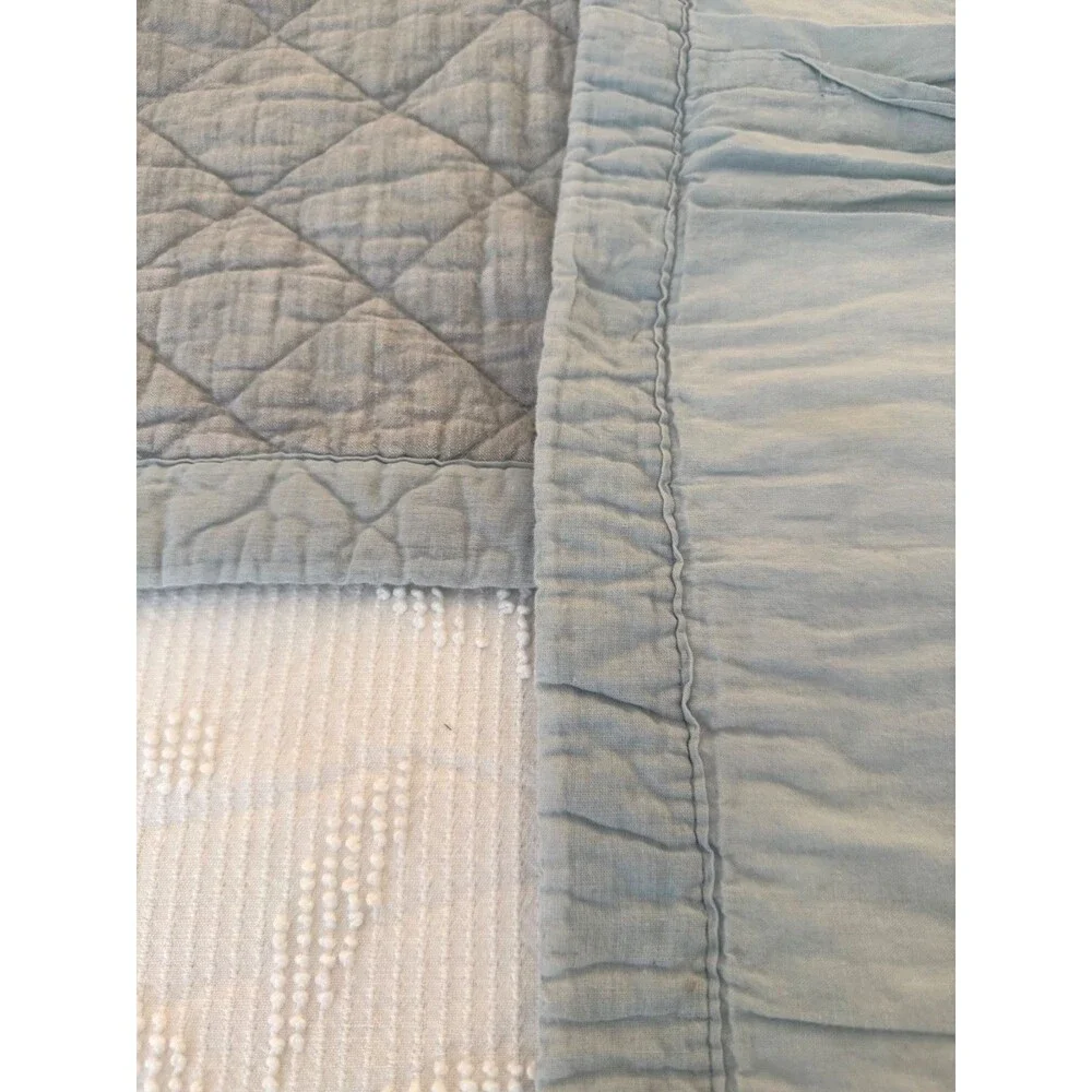 Set of 2 Artisan de Luxe Chambray Diamond Quilted Cotton Shams 21x27 Blue Gray